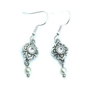 Brighton Alcazar With Pearls Crystal Flourish Custom Silver Earrings